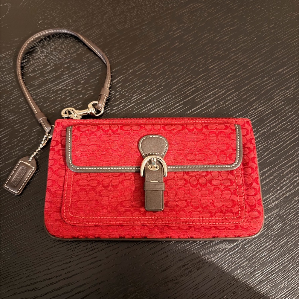 Coach Red Signature Wristlet NWOT